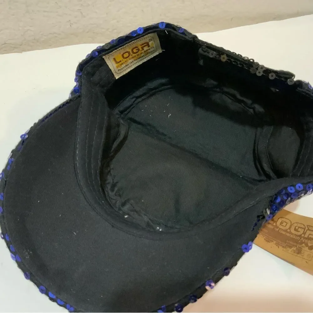 New l.o.g.r sequin blue hat adjustable
